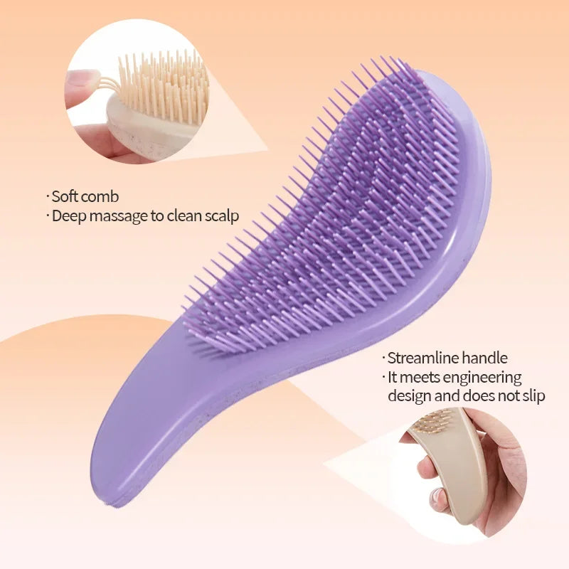 1/3pcs Magic Detangling Hairbrush Wheat Straw Scalp Massage Comb Soft Anti-static Gentle Grooming Brush Salon Hair Styling Brush