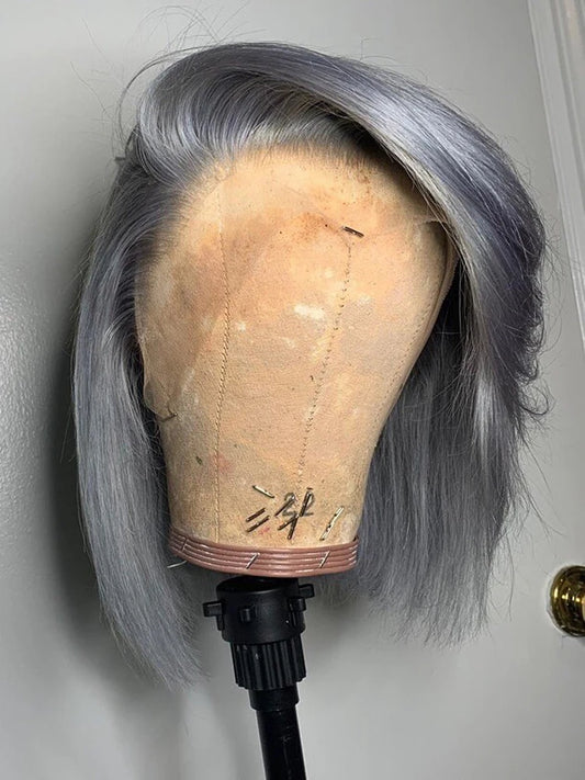 Grey Lace Front Wigs BOB Hair Grey Human Hair Wigs BOB Wig Straight 13X4 Lace Frontal Wig Colored Human Hair Wigs