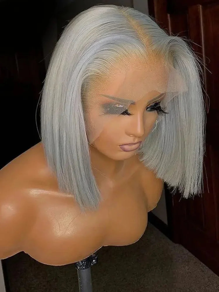 Grey Lace Front Wigs BOB Hair Grey Human Hair Wigs BOB Wig Straight 13X4 Lace Frontal Wig Colored Human Hair Wigs