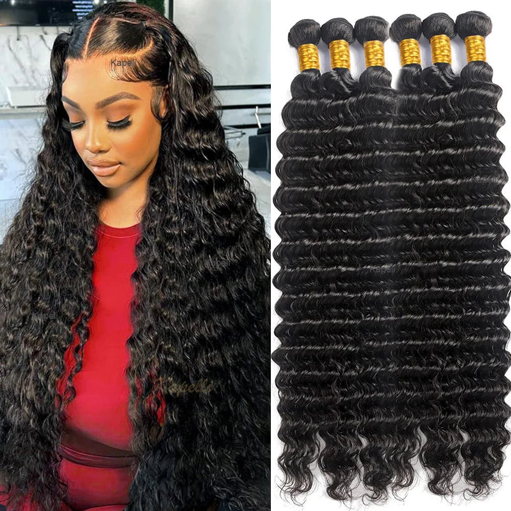 Loose Deep Wave Human Hair Bundles With Closure Transparent 4x4 Closure 13X4 Frontal Human Hair Weave Tissage 3/4 Bundles Remy