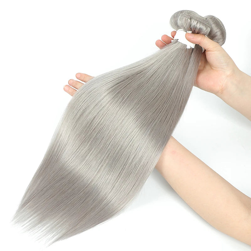 Sliver Grey Human Hair Bundles Brazilian Straight Hair Weave Bundles 1/3/4PCS Remy Hair Extension SOKU 8-26inch Hair Bundles