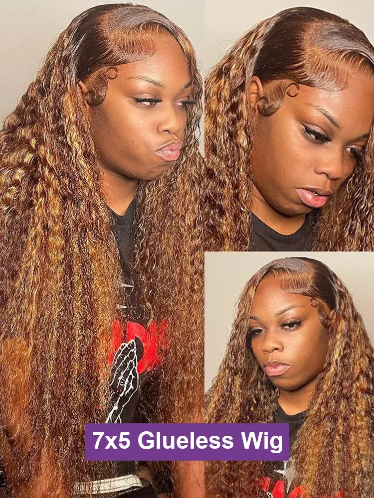 Loose Deep Wave Wig Human Hair Ready To Wear13x4 13x6 Lace Closure Curly Highlight Ombre 4/27 Preplucked Hairline Pre Cut